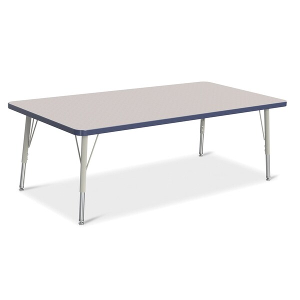 Jonti-Craft Berries Rectangle Activity Table, 30 in. x 60 in., E-height, Freckled Gray/Navy/Gray - 6408JCE112