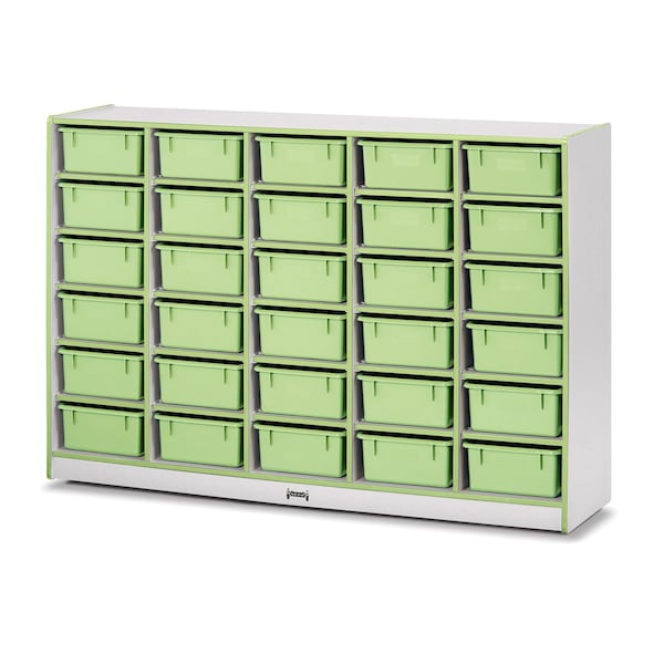 Jonti-Craft Rainbow Accents 30 Tub Mobile Storage, with Tubs, Key Lime Green - 4031JCWW130