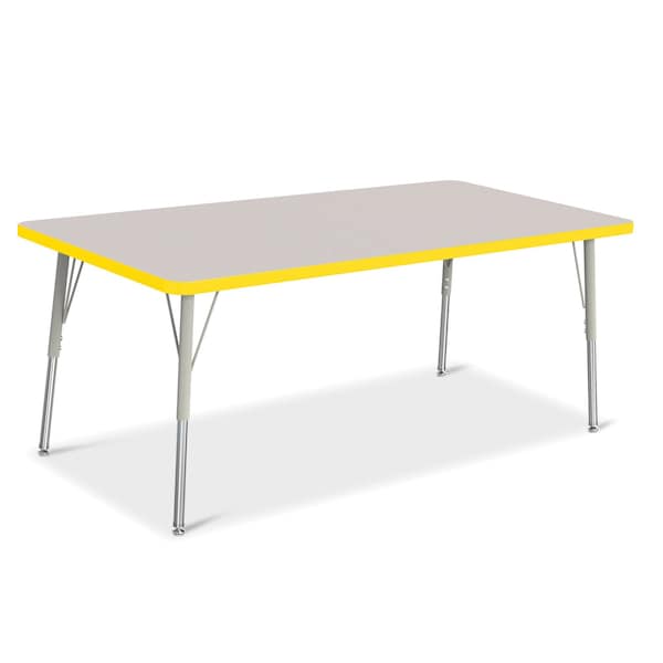 Jonti-Craft Berries Rectangle Activity Table, 30 in. x 60 in., A-height, Freckled Gray/Yellow/Gray - 6408JCA007