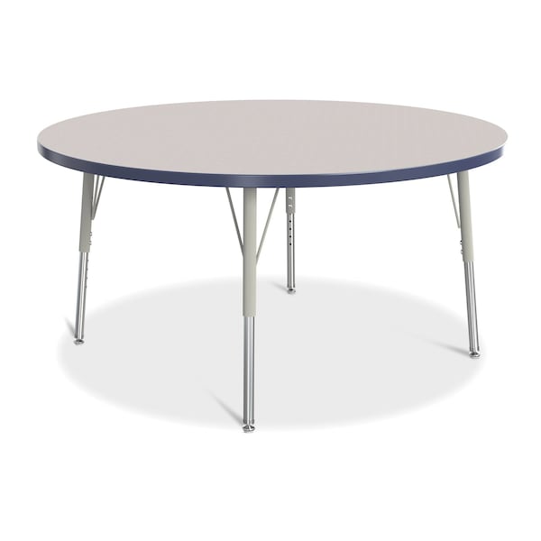 Jonti-Craft Berries Round Activity Table, 48 in. Diameter, E-height, Freckled Gray/Navy/Gray - 6433JCE112