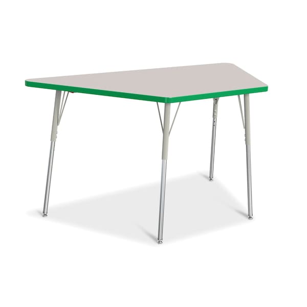 Jonti-Craft Berries Trapezoid Activity Tables, 30 in. x 60 in., A-height, Freckled Gray/Green/Gray - 6443JCA119