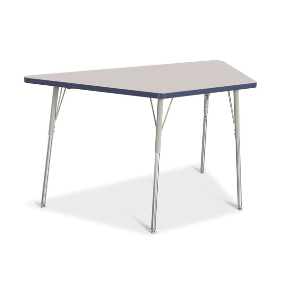 Jonti-Craft Berries Trapezoid Activity Tables, 30 in. x 60 in., A-height, Freckled Gray/Navy/Gray - 6443JCA112