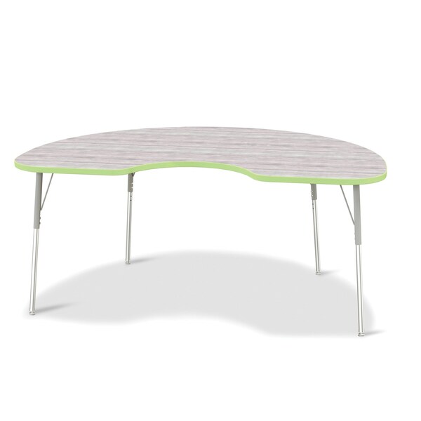 Jonti-Craft Berries Kidney Activity Table, 48 in. x 72 in., A-height, Driftwood Gray/Key Lime/Gray - 6423JCA451