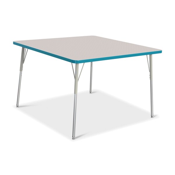 Jonti-Craft Berries Square Activity Table, 48 in. x 48 in., A-height, Freckled Gray/Teal/Gray - 6418JCA005
