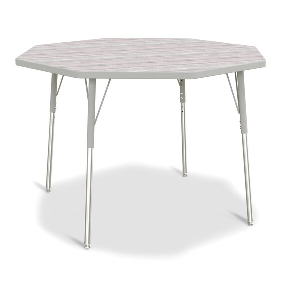 Jonti-Craft Berries Octagon Activity Table, 48 in. x 48 in., A-height, Driftwood Gray/Gray/Gray - 6428JCA450