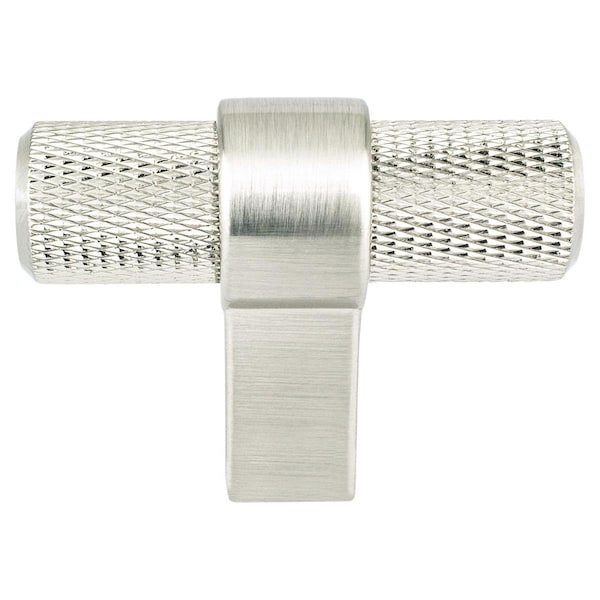Curtilage 2 in. Radial Reign T-Shape Aluminum Cabinet Knob, Brushed Nickel - CU3341446