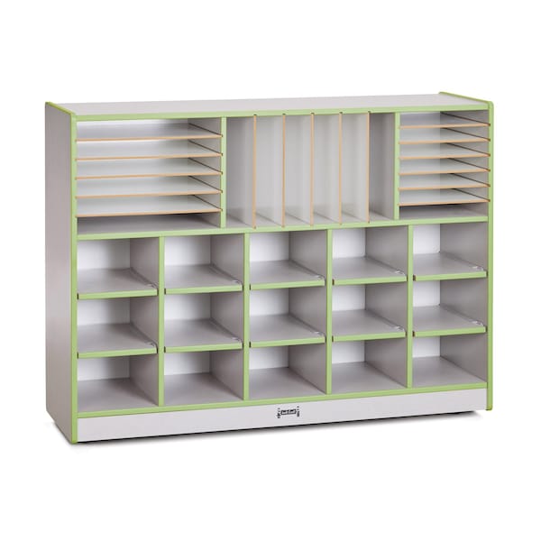 Jonti-Craft Rainbow Accents Sectional Cubbie-Tray Mobile Unit, without Trays, Key Lime Green - 0415JCWW130