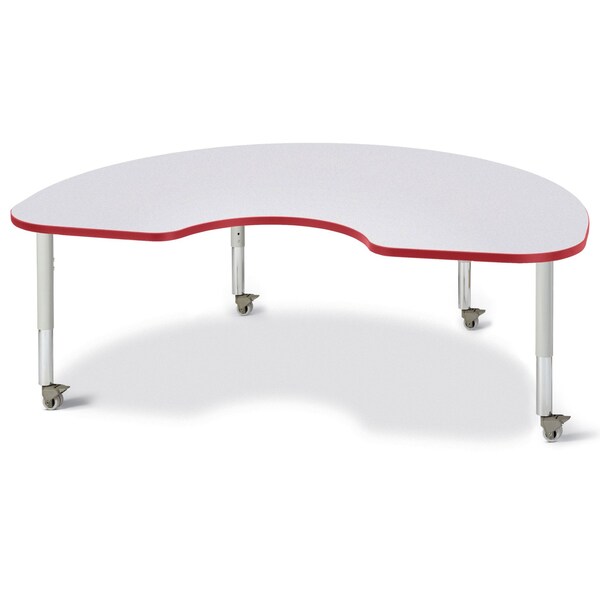 Jonti-Craft Berries Kidney Activity Table, 48 in. x 72 in., Mobile, Freckled Gray/Red/Gray - 6423JCM008