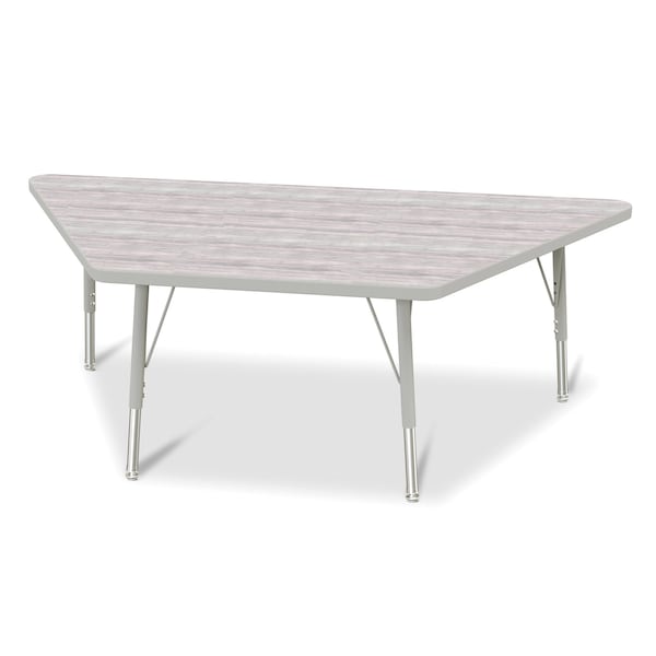 Jonti-Craft Berries Trapezoid Activity Table, 30 in. x 60 in., E-height, Driftwood Gray/Gray/Gray - 6443JCE450