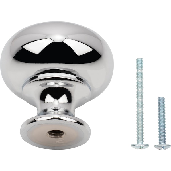 Designperfect 1-1/4 Diameter Round Cabinet Knob, Polished Chrome, 10PK - DPA10R31KPC