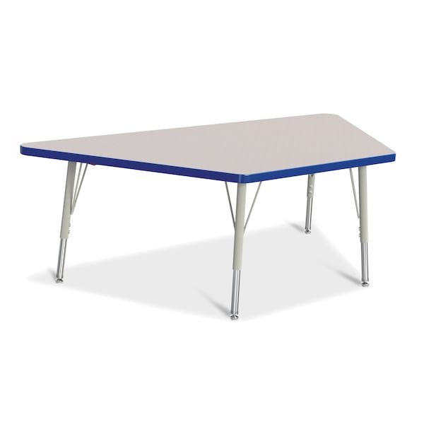 Jonti-Craft Berries Trapezoid Activity Tables, 30 in. x 60 in., E-height, Freckled Gray/Blue/Gray - 6443JCE003