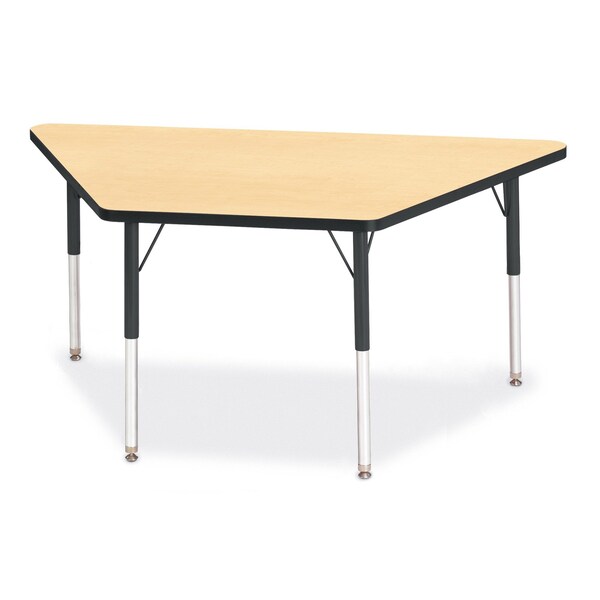 Jonti-Craft Berries Trapezoid Activity Tables, 30 in. x 60 in., A-height, Maple/Black/Black - 6443JCA011