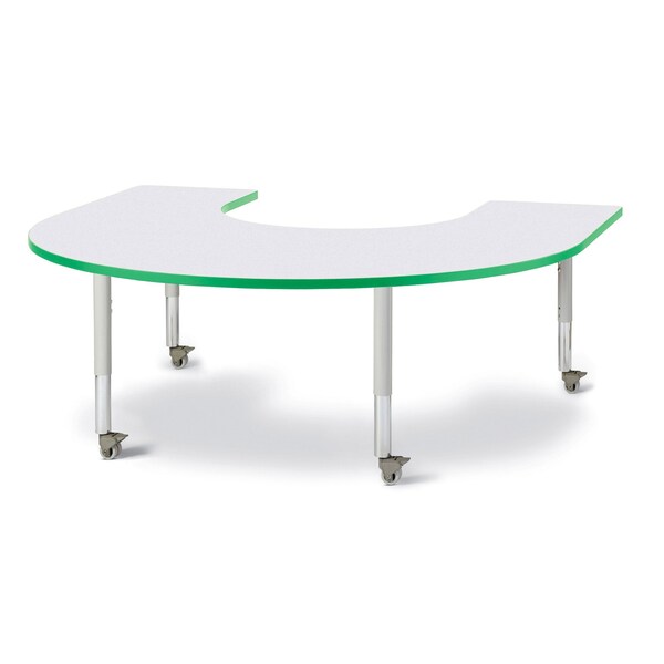 Jonti-Craft Berries Horseshoe Activity Table, 66 in. x 60 in., Mobile, Freckled Gray/Green/Gray - 6445JCM119