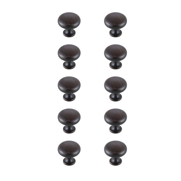Plaza 1.2 in. Cadon Oil-Rubbed Bronze Mushroom Knob, Set of 10 - PL2956513