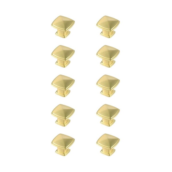 Elegant Decor 1.2 in. Marcel Multipack Square Knob, Brushed Gold, 10PK - KB2023-GD-10PK