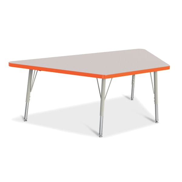 Jonti-Craft Berries Trapezoid Activity Tables, 30 in. x 60 in., E-height, Freckled Gray/Orange/Gray - 6443JCE114