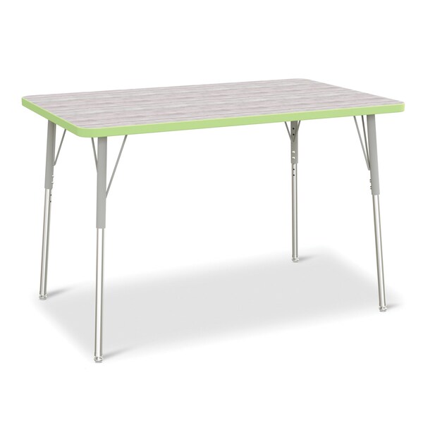 Jonti-Craft Berries Rectangle Activity Table, 30 in. x 48 in., A-height, Driftwood Gray/Key Lime/Gray - 6473JCA451