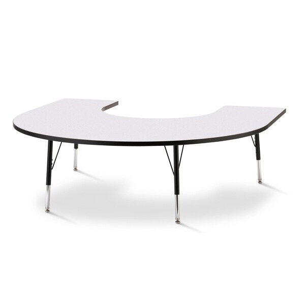 Jonti-Craft Berries Horseshoe Activity Table, 66 in. x 60 in., E-height, Freckled Gray/Black/Black - 6445JCE180