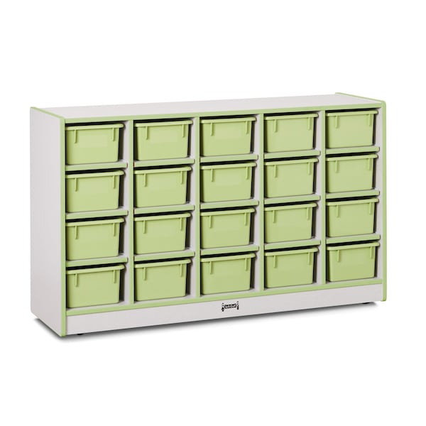 Jonti-Craft Rainbow Accents 20 Cubbie-Tray Mobile Storage, with Trays, Key Lime Green - 0421JCWW130
