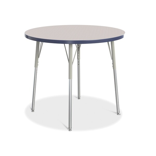Jonti-Craft Berries Round Activity Table, 36 in. Diameter, A-height, Freckled Gray/Navy/Gray - 6488JCA112