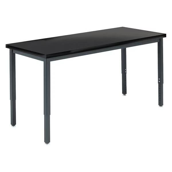 Diversified Spaces Rectangle Adjustable Table, 72" W, 38" L, 23.5" to 37.5" H, HPL Top, Black - X824LBB