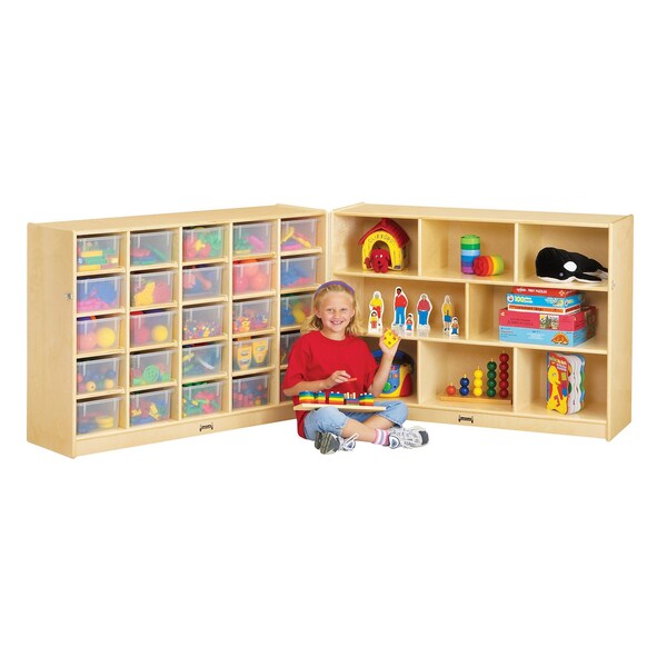 Jonti-Craft 25 Cubbie-Tray Mobile Fold-n-Lock, with Clear Trays - 04280JC