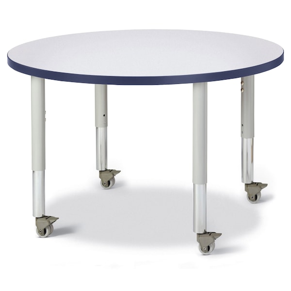 Jonti-Craft Berries Round Activity Table, 36 in. Diameter, Mobile, Freckled Gray/Navy/Gray - 6488JCM112