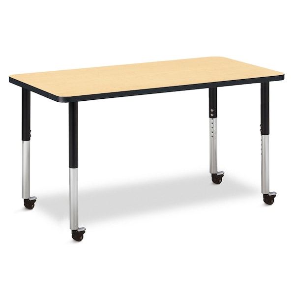 Jonti-Craft Berries Rectangle Activity Table, 24 in. x 48 in., Mobile, Maple/Black/Black - 6403JCM011