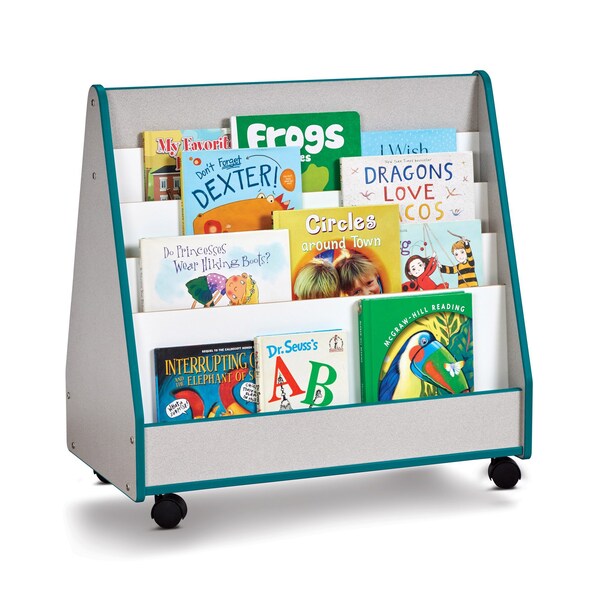 Jonti-Craft Rainbow Accents Double Sided Pick-a-Book Stand, Mobile, Teal - 3507JCWW005