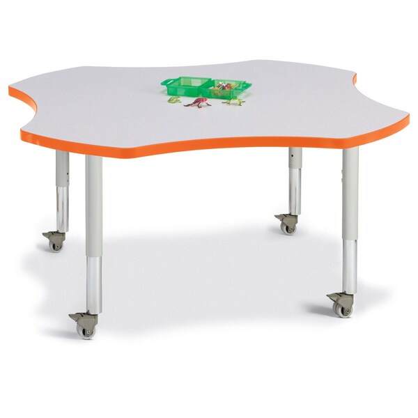 Jonti-Craft Berries Four Leaf Activity Table, Mobile, Freckled Gray/Orange/Gray - 6453JCM114