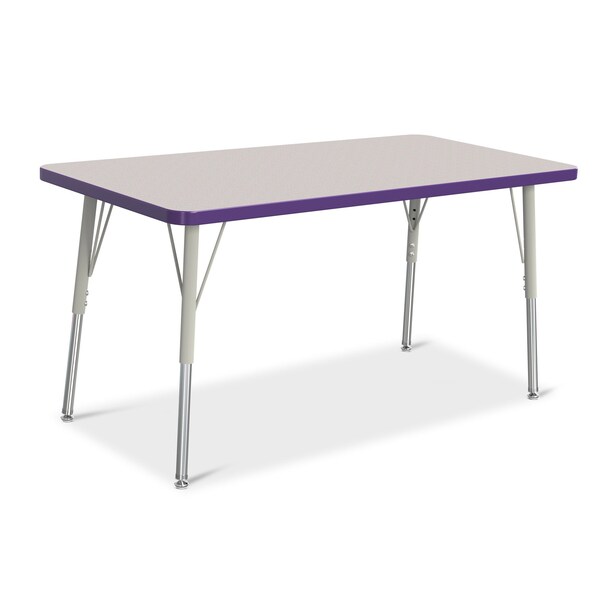 Jonti-Craft Berries Rectangle Activity Table, 24 in. x 48 in., A-height, Freckled Gray/Purple/Gray - 6403JCA004