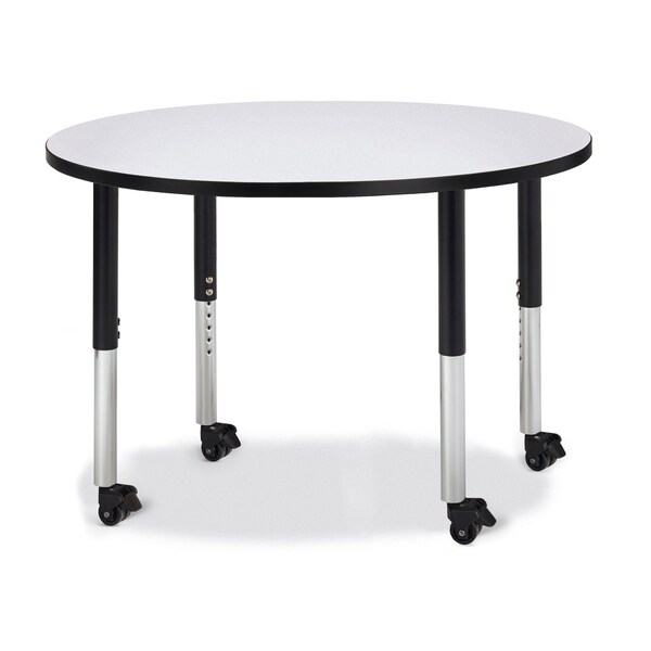 Jonti-Craft Berries Round Activity Table, 42 in. Diameter, Mobile, Freckled Gray/Black/Black - 6468JCM180