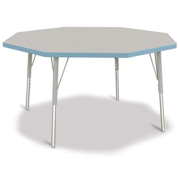 Jonti-Craft Berries Octagon Activity Table, 48 in. x 48 in., E-height, Freckled Gray/Coastal Blue/Gray - 6428JCE131