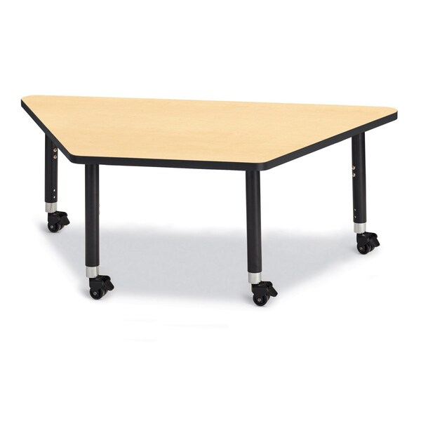 Jonti-Craft Berries Trapezoid Activity Tables, 30 in. x 60 in., Mobile, Maple/Black/Black - 6443JCM011