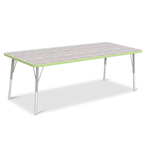 Jonti-Craft Berries Rectangle Activity Table, 30 in. x 72 in., A-height, Driftwood Gray/Key Lime/Gray - 6413JCA451