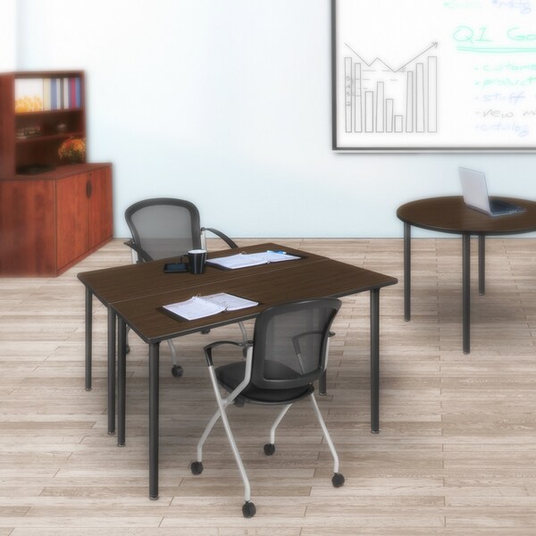 Regency Kee Folding Training Seminar Table, 48 in W, 24 in L, Neo Walnut - MTF4824NWBK