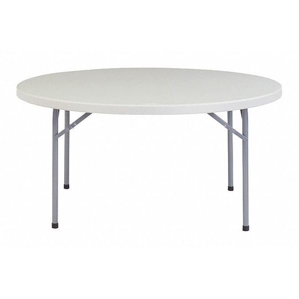National Public Seating Round Folding Table, 60" W, 29-1/2" H, Blow-molded plastic Top, Speckled Gray - BT-60R