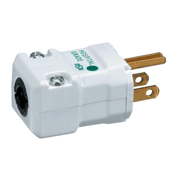Dispositivos de lámina recta de Hubbell Wiring Device-Kellems, macho plug, serie Valise, grado de hospital, recto, 2 polos 3 cables a tierra, 15A 125V, 5-15P, blanco, paquete individual - HBL8013V