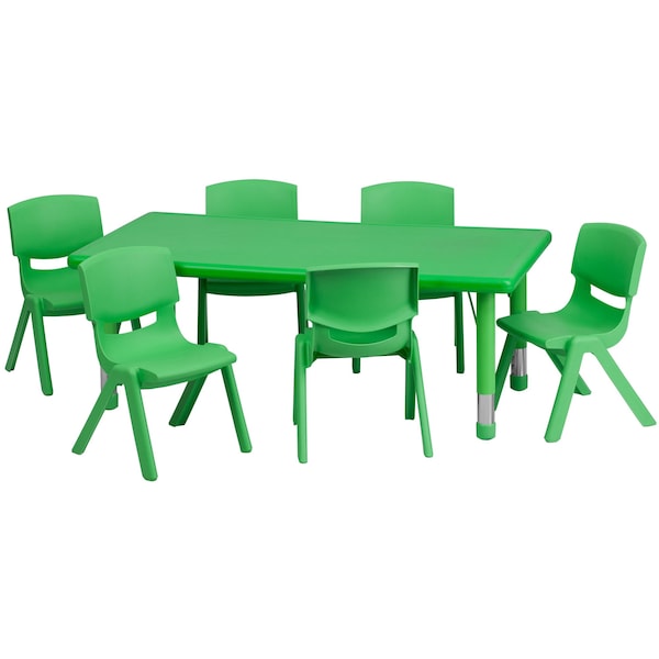 Flash Furniture Rectangle Activity Table, 24 W, 48 L, 23.75 H, Plastic, Steel, Green - YU-YCX-0013-2-RECT-TBL-GREEN-E-GG