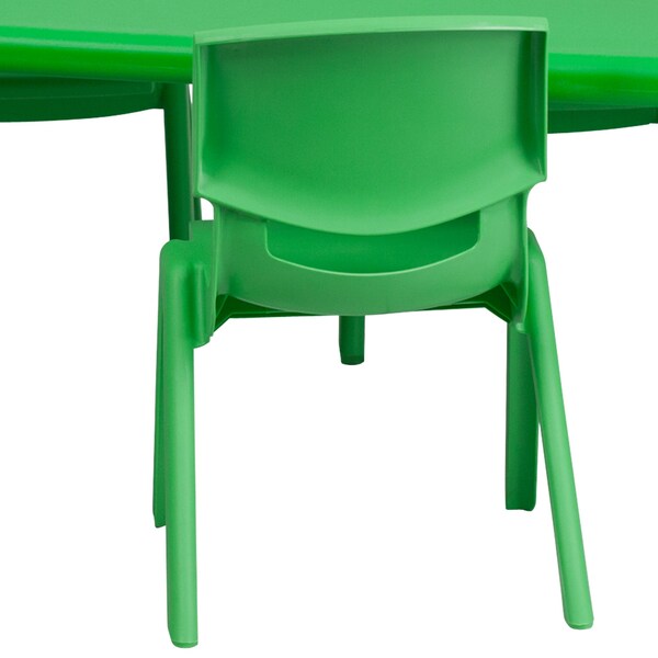 Flash Furniture Rectangle Activity Table, 24 W, 48 L, 23.75 H, Plastic, Steel, Green - YU-YCX-0013-2-RECT-TBL-GREEN-E-GG
