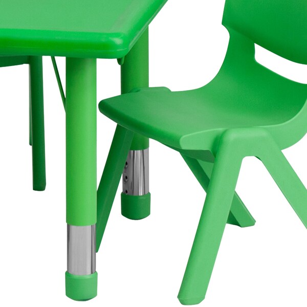 Flash Furniture Rectangle Activity Table, 24 W, 48 L, 23.75 H, Plastic, Steel, Green - YU-YCX-0013-2-RECT-TBL-GREEN-E-GG