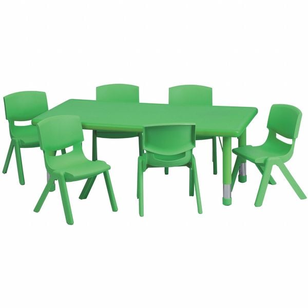 Flash Furniture Rectangle Activity Table, 24 W, 48 L, 23.75 H, Plastic, Steel, Green - YU-YCX-0013-2-RECT-TBL-GREEN-E-GG