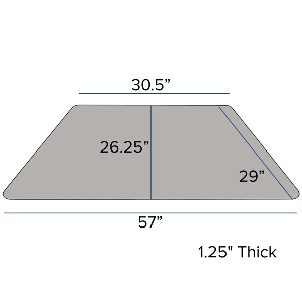 Flash Furniture Trapezoid Activity Table, 29 W, 57 L, 30.5 H, Chrome, Laminate, Particleboard, Steel, Grey - XU-A3060-TRAP-GY-H-A-CAS-GG