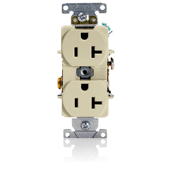Tomacorriente Leviton, 20 amperios, 125VCA, salida dúplex, 5-20R, marfil - 5362-SI