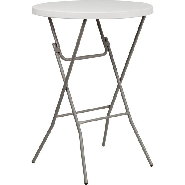 Designed To Furnish 32 in. Plastic Flash Furniture Round Bar Height Folding Table, White - DE3660104
