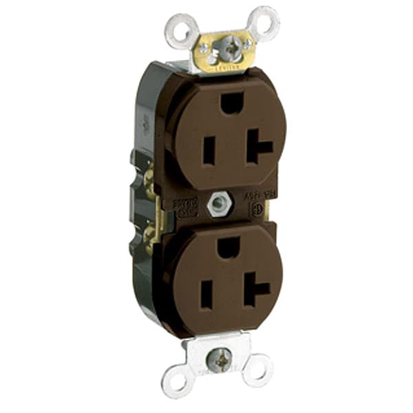 Receptáculo Leviton, 20 amperios, 125VAC, toma dúplex, 5-20R, color café - CR020