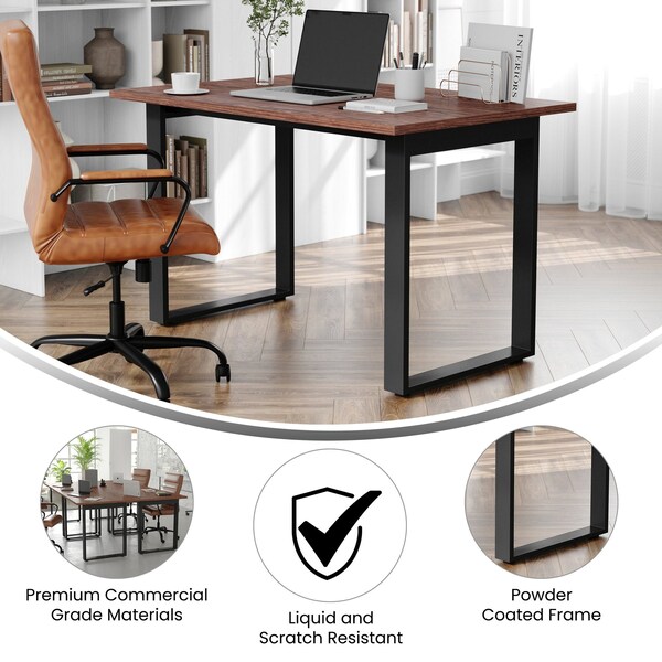 Flash Furniture Redmond 48x30 Conf Tbl w/1in. Thick Dbl Sided Laminate Tbl Top w/PVC and U-Frame Steel Bse, Walnut - MT-M4830-WLT-UBF-GG