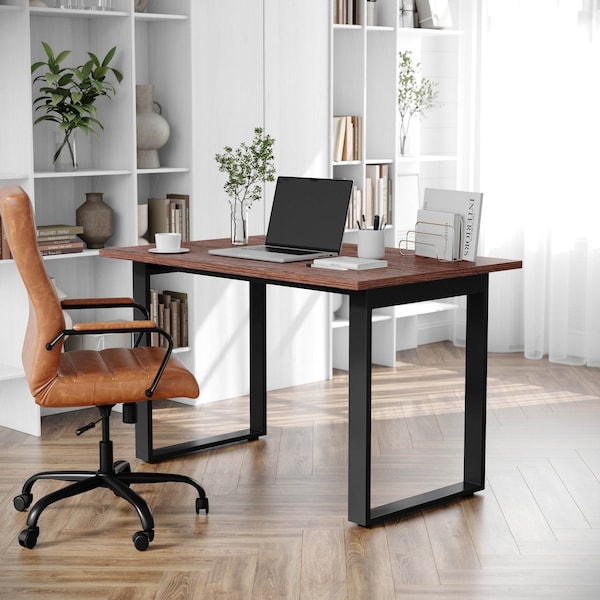 Flash Furniture Redmond 48x30 Conf Tbl w/1in. Thick Dbl Sided Laminate Tbl Top w/PVC and U-Frame Steel Bse, Walnut - MT-M4830-WLT-UBF-GG
