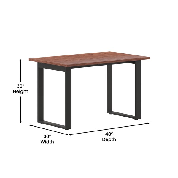 Flash Furniture Redmond 48x30 Conf Tbl w/1in. Thick Dbl Sided Laminate Tbl Top w/PVC and U-Frame Steel Bse, Walnut - MT-M4830-WLT-UBF-GG
