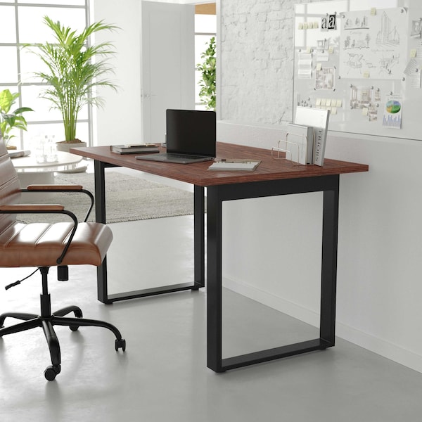 Flash Furniture Redmond 48x30 Conf Tbl w/1in. Thick Dbl Sided Laminate Tbl Top w/PVC and U-Frame Steel Bse, Walnut - MT-M4830-WLT-UBF-GG
